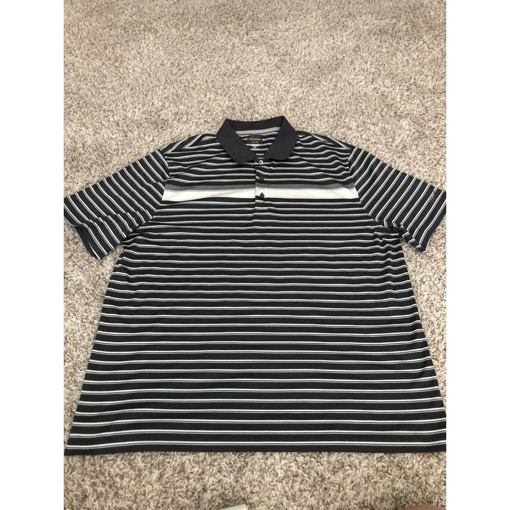 Men's XXL Stripe Greg Norman For Tasso Elba Play Dry Golf Short Sleeve Polo